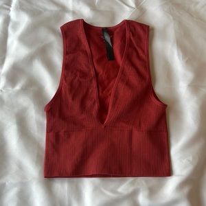 S Out from Under/Urban Outfitters Brick Red Cropped Low-Cut Bralette Top